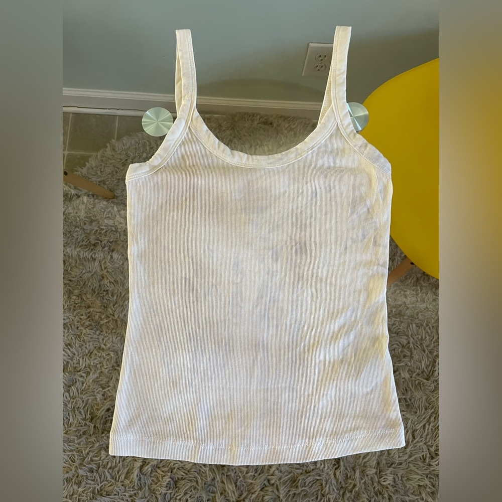 Hand dyed Wild Fable rib tank top XS. Dyed with black tea! Very light pattern